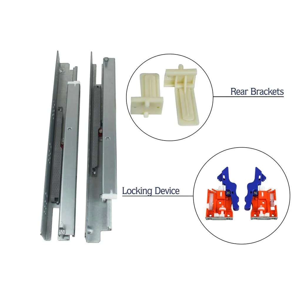 9 in. Soft Close Full Extension Under Mount Cabinet Drawer Slide 100 lbs. (1-Pair)