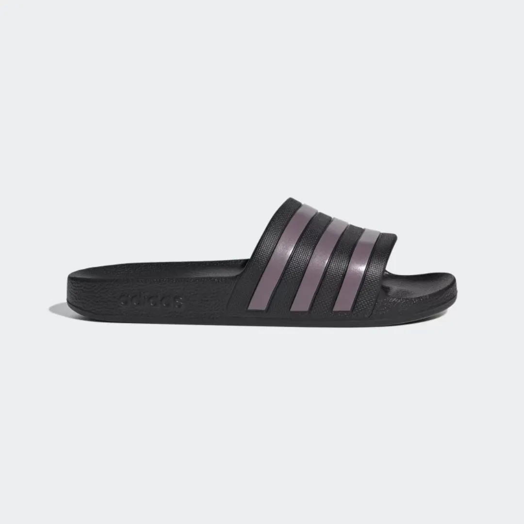 Adilette Aqua Slides (Core Black   Matt Purple Met.   Core Black)