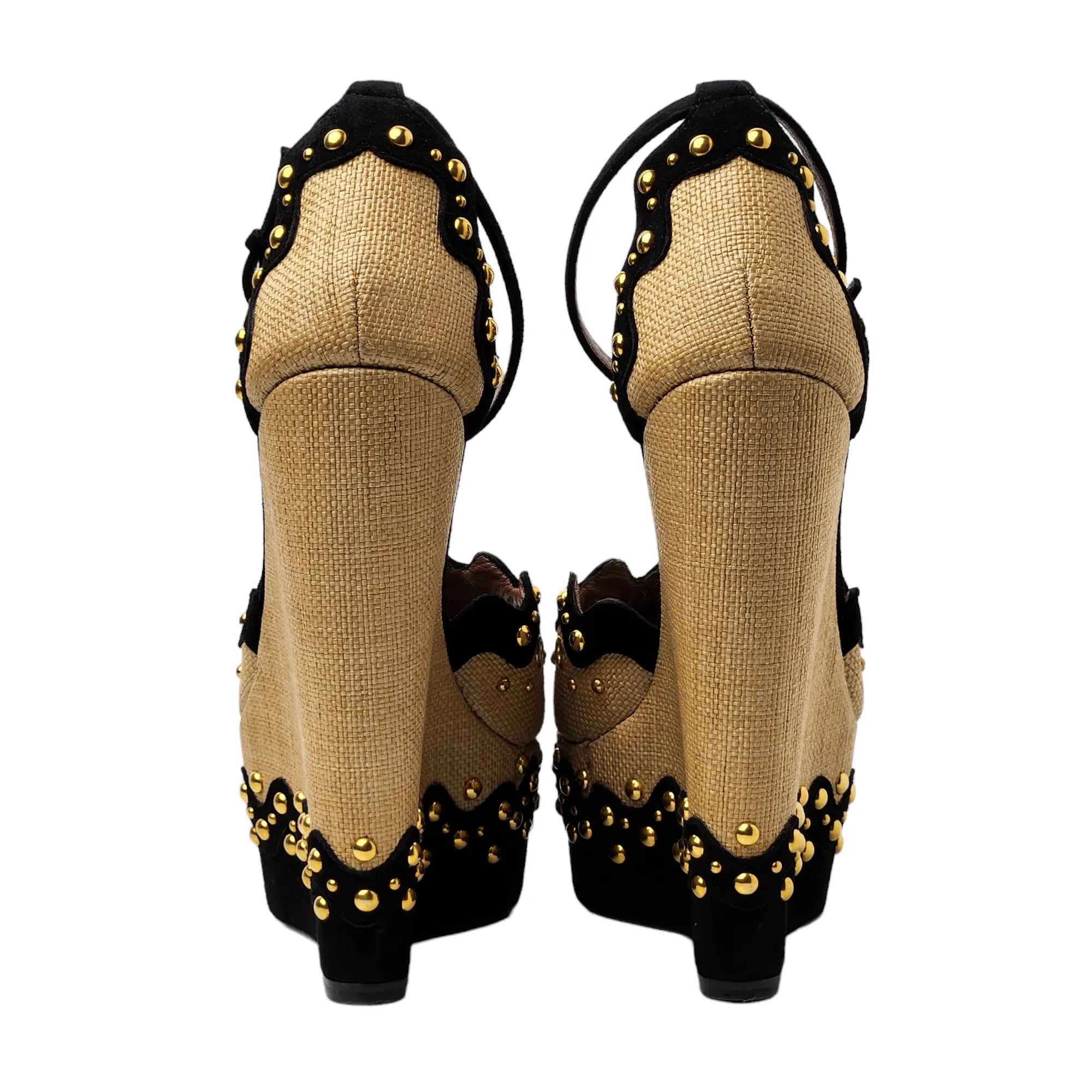 ALAA PEEP TOE RAFFIA WEDGE HEELS EU 39/ UK 6