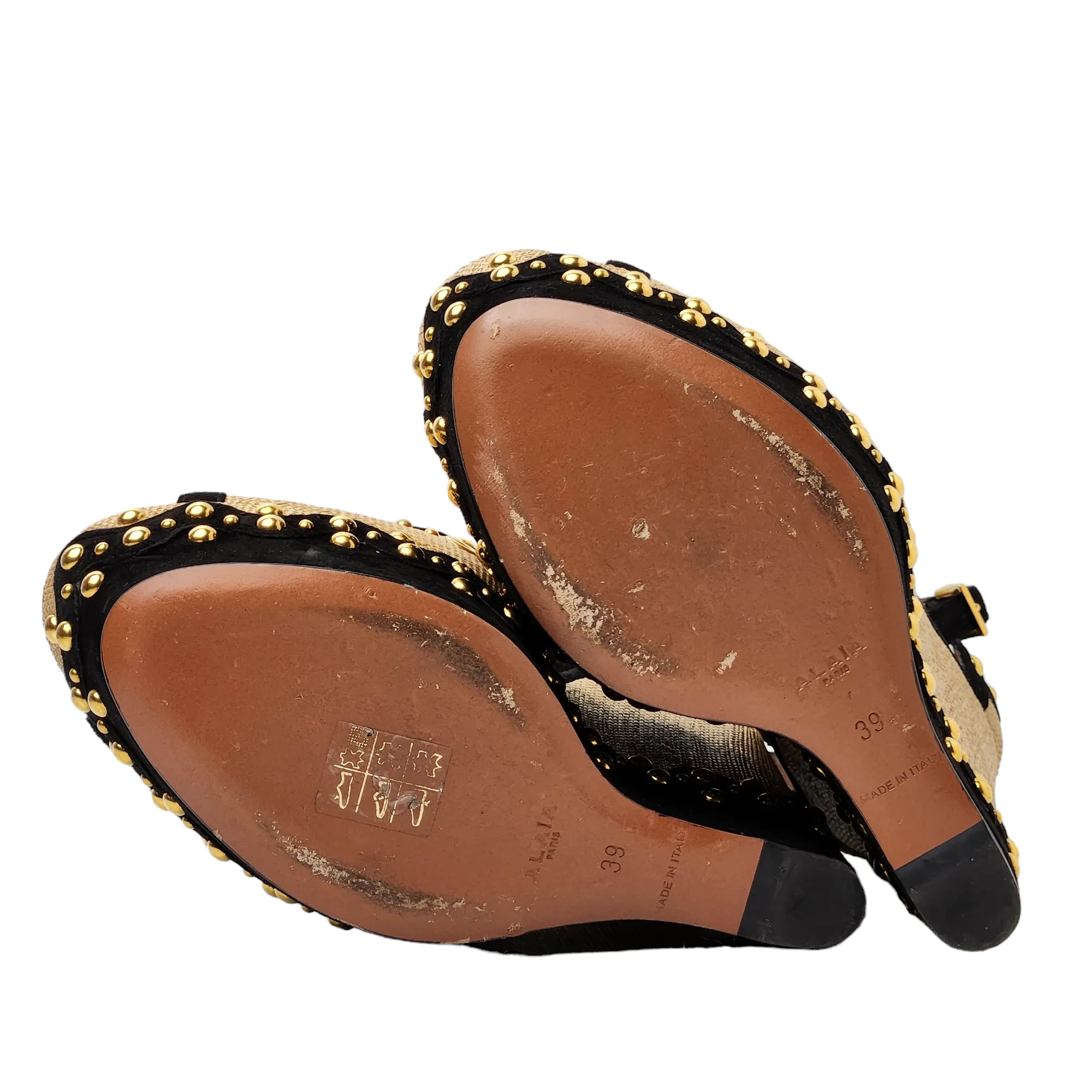 ALAA PEEP TOE RAFFIA WEDGE HEELS EU 39/ UK 6