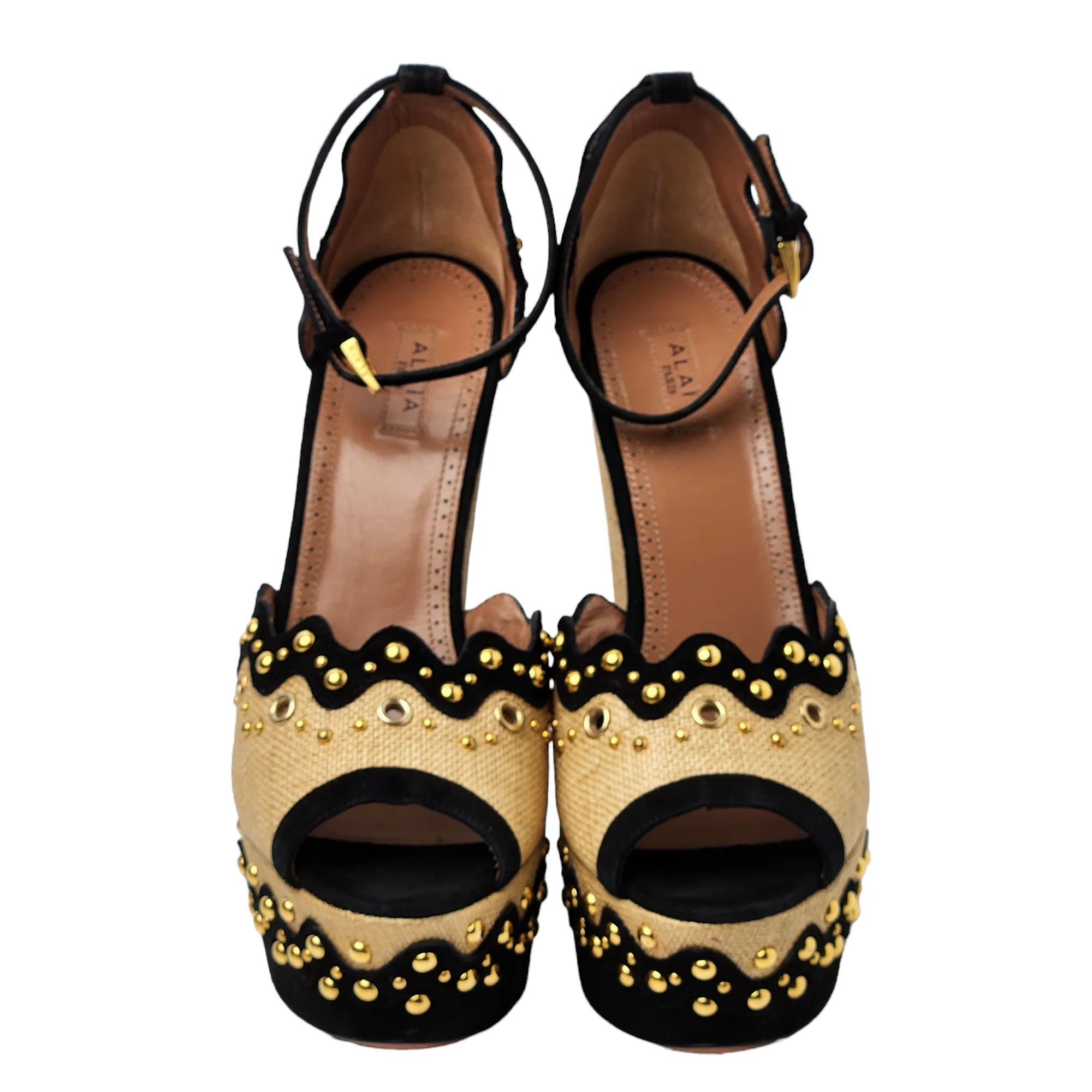 ALAA PEEP TOE RAFFIA WEDGE HEELS EU 39/ UK 6