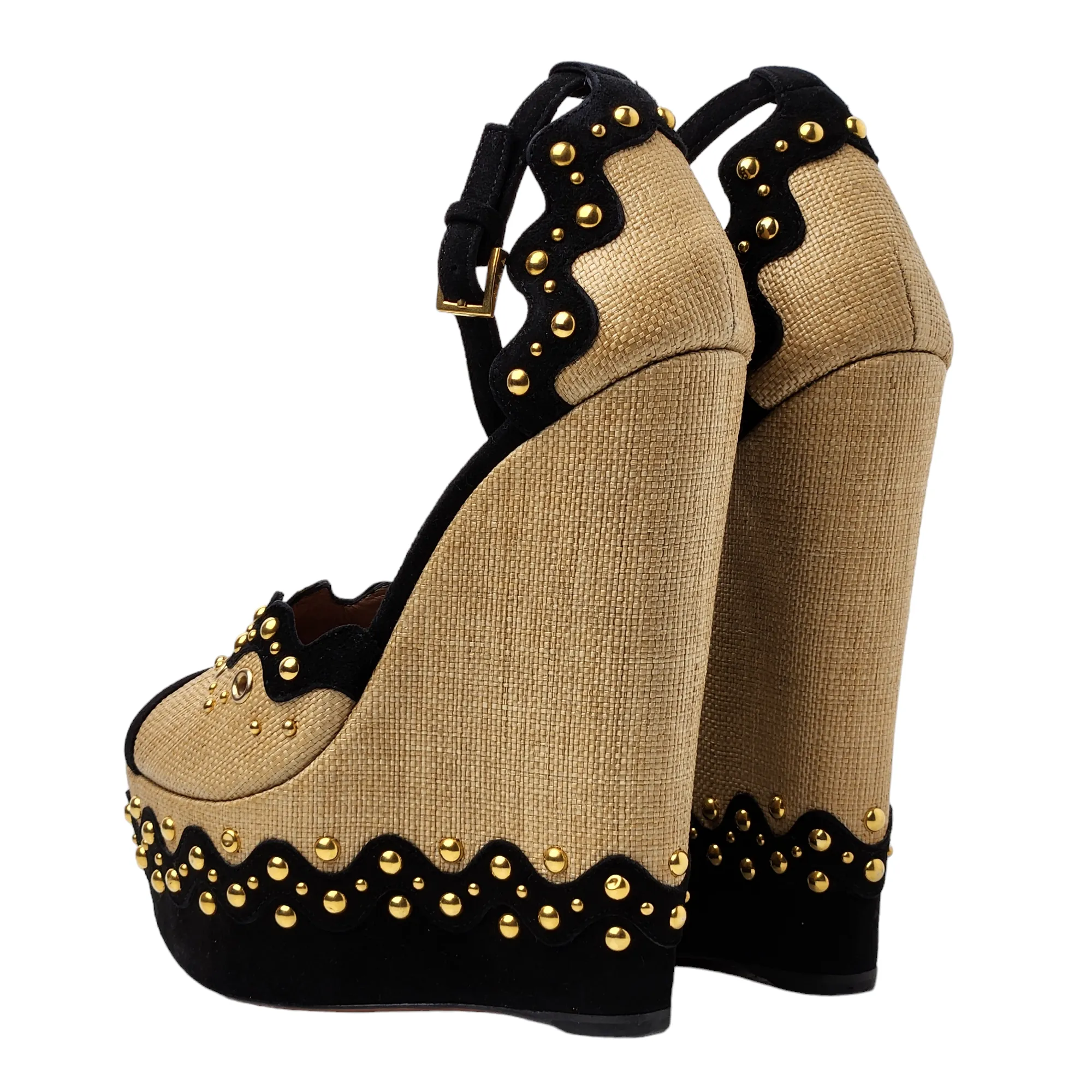 ALAA PEEP TOE RAFFIA WEDGE HEELS EU 39/ UK 6