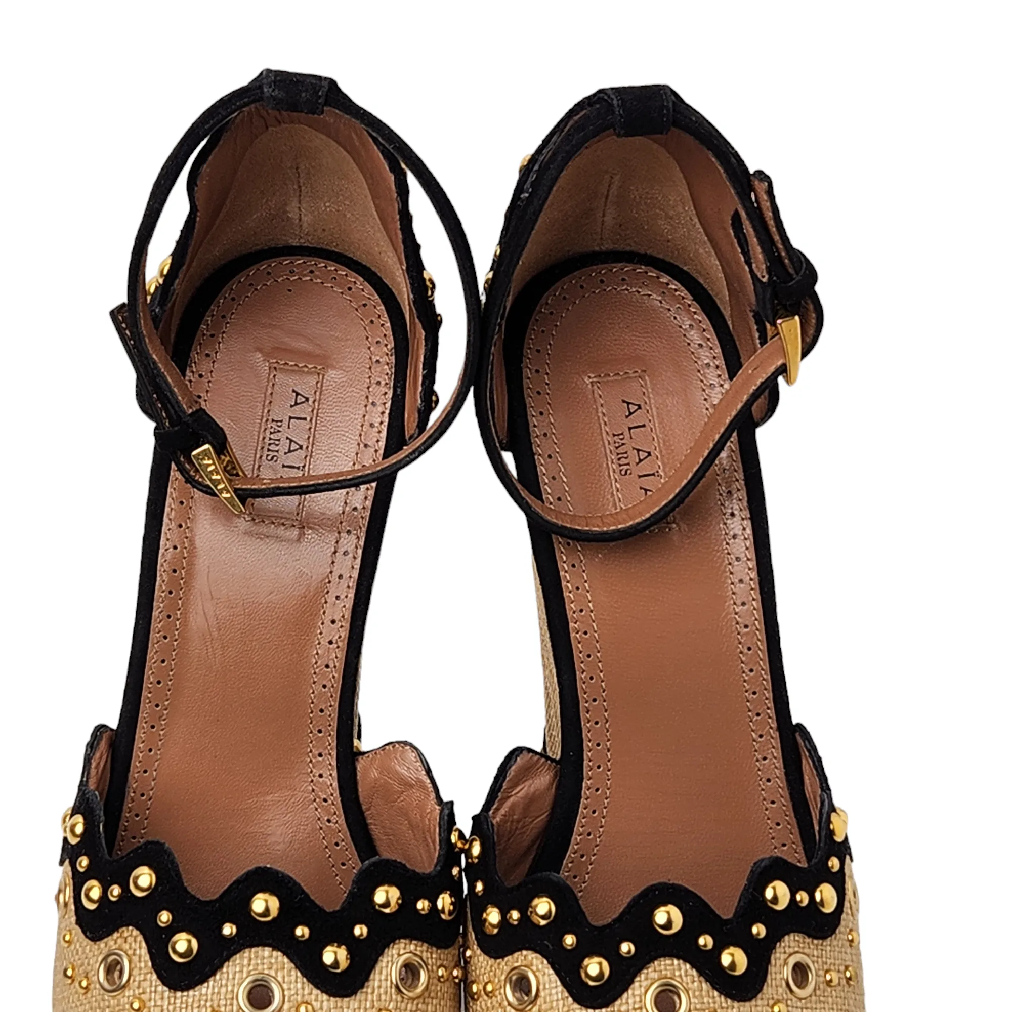 ALAA PEEP TOE RAFFIA WEDGE HEELS EU 39/ UK 6