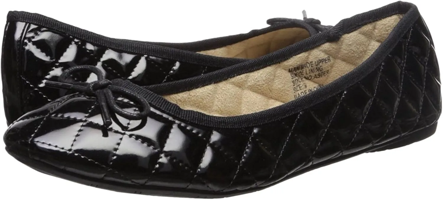 Alpine Swiss Womens Aster Ballet Flats | Patent Leather Slip-On Shoes | Quilted Pillow Stitch | Rounded Toe | Everyday Comfortable Fashion Footwear