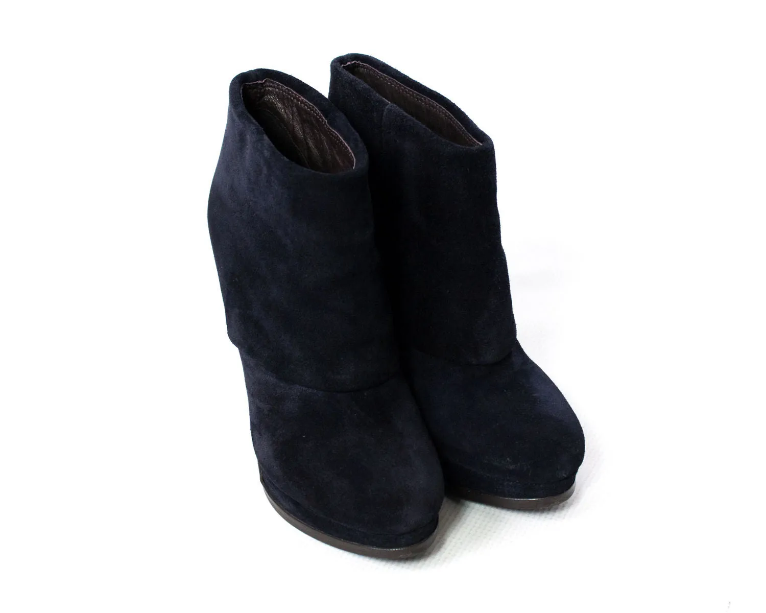 ASH Fold Over Suede Ankle Booties Heels, EU 36/UK 3.5/US 6