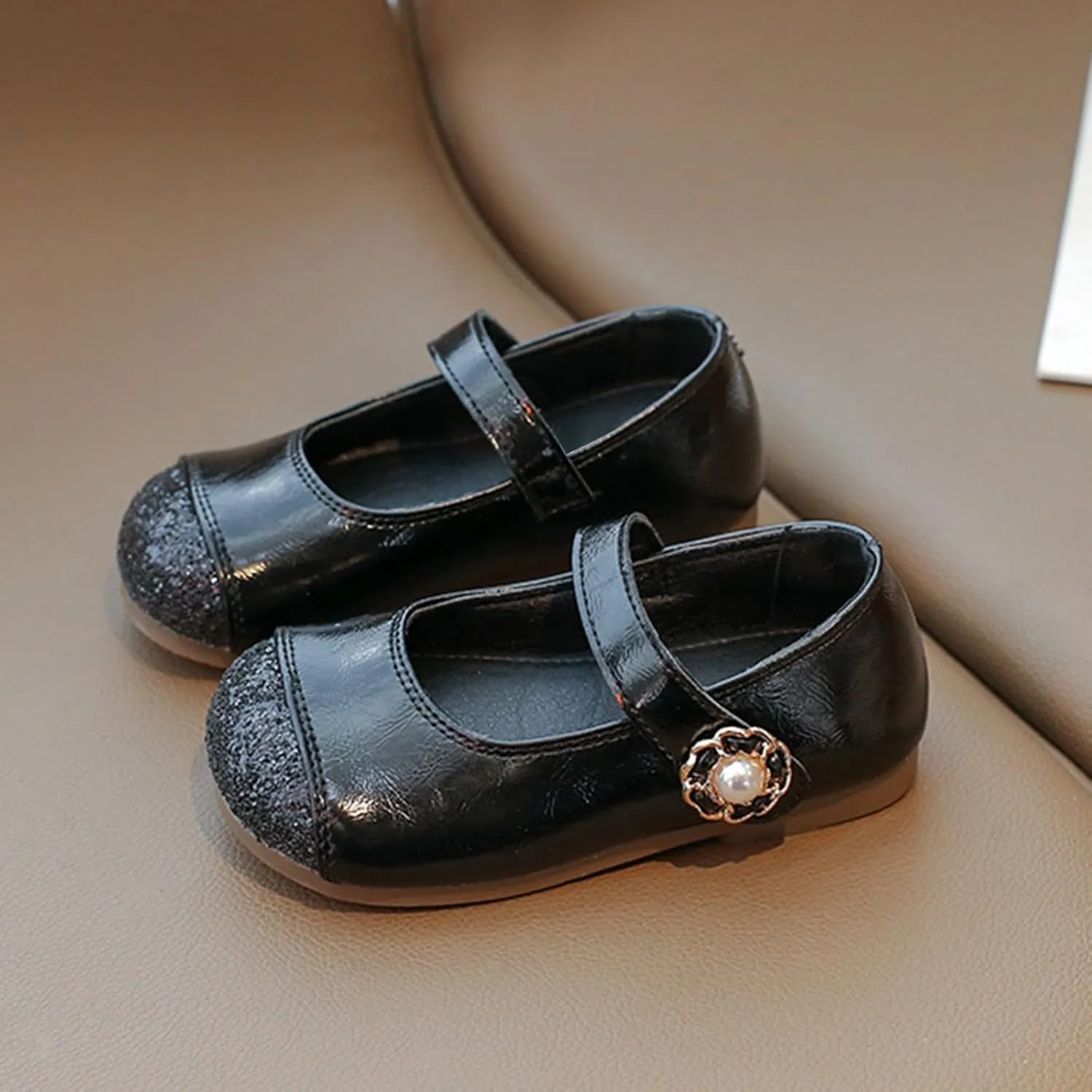Baby Infant Leather Mary Jane Shoes Sandals Ankle Closed Toe Non Slip School Dance Shoes Newborn Uniform Silver Sandals