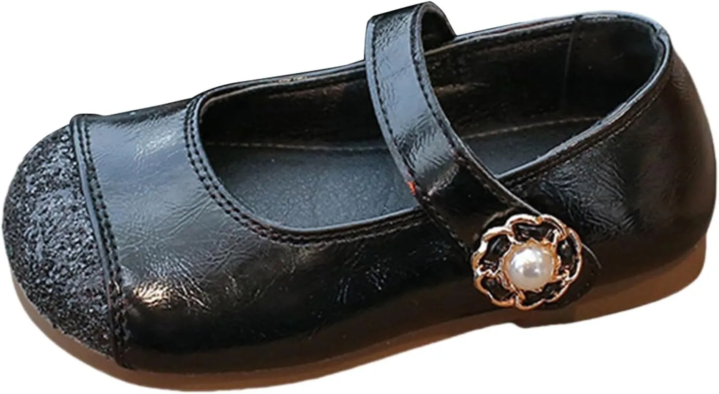 Baby Infant Leather Mary Jane Shoes Sandals Ankle Closed Toe Non Slip School Dance Shoes Newborn Uniform Silver Sandals
