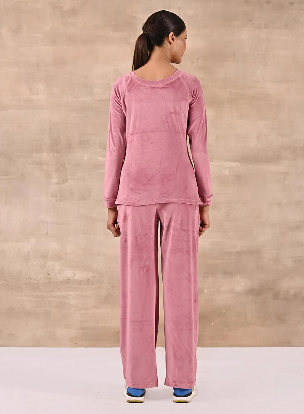 Baby Pink Round Neck Track Suit