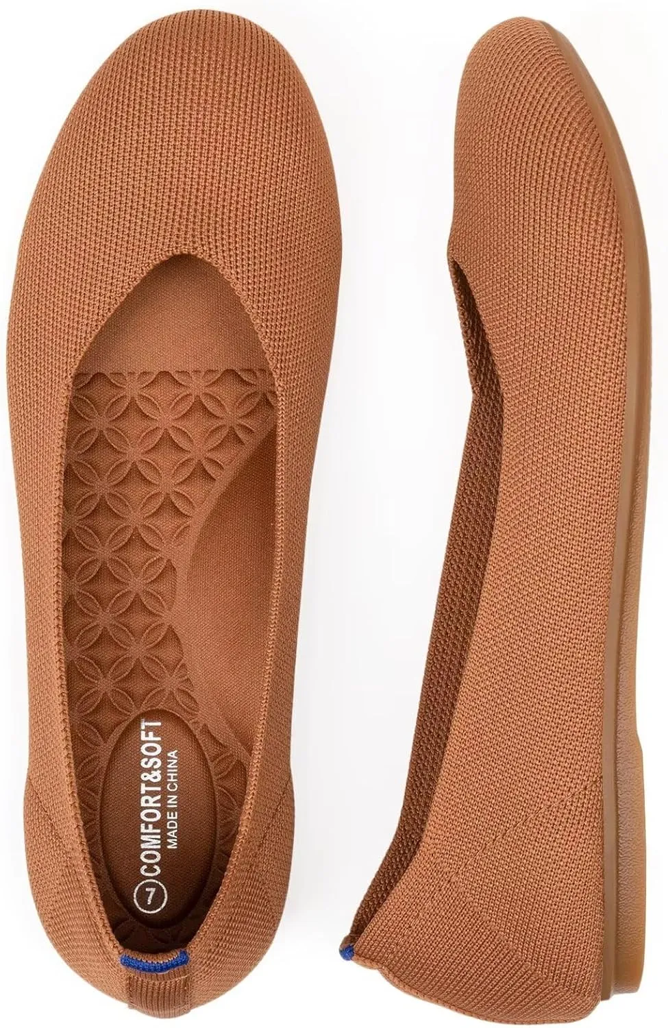 BEJINASH Ballet Flats for Women Soft Slip On Flat Shoes Knit Round Toe Work Flat Mesh Woman Walking Shoes Comfortable Casual
