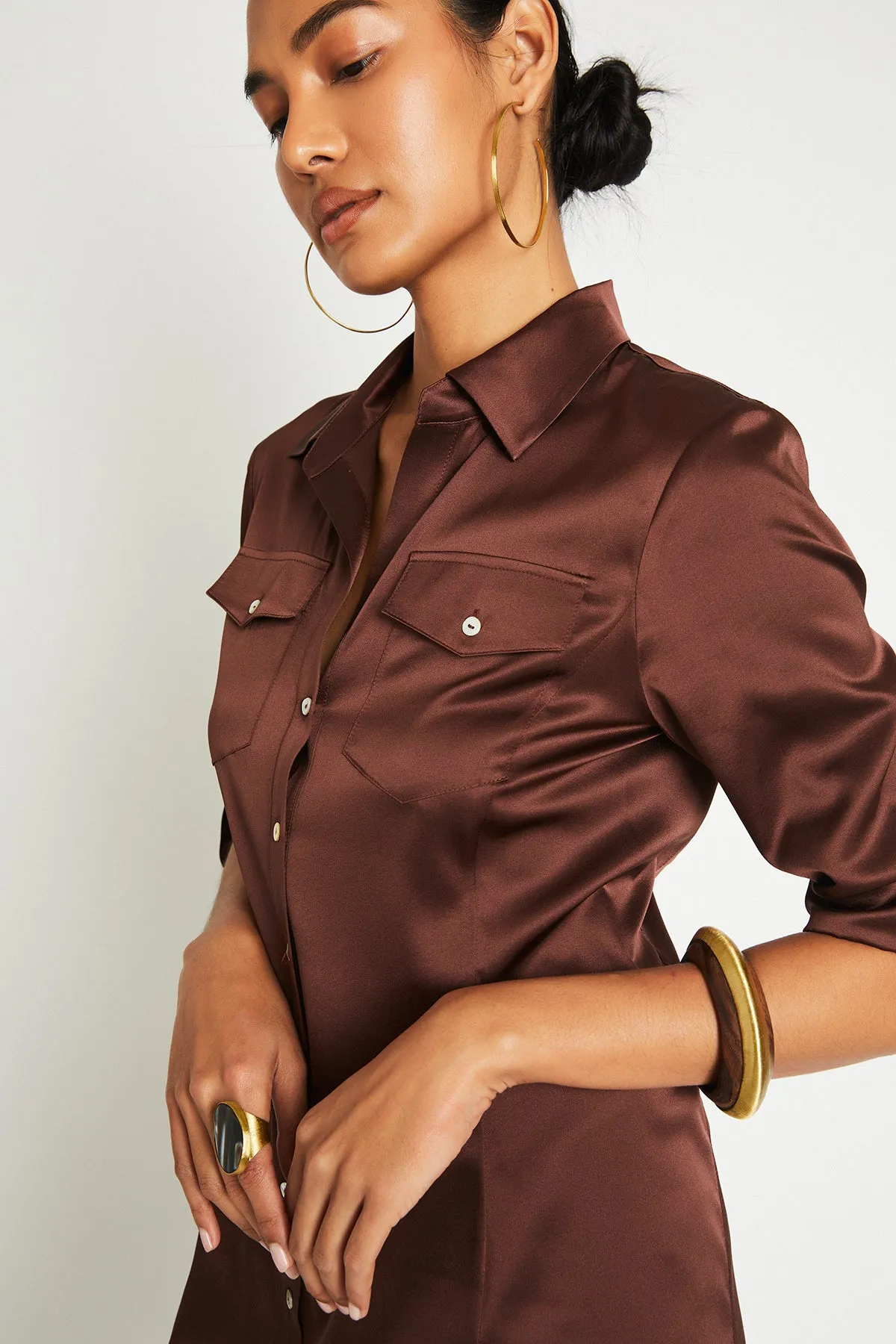   Beryll Yves Silk Dress | Chocolate