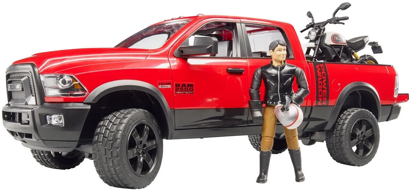 Bruder 1:16 RAM 2500 Power Wagon w Scrambler Ducati Desert Sled