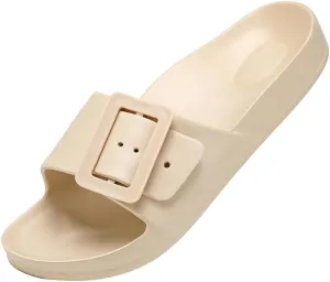 Caistre Slide Sandal for Women Summer Comfortable Indoor Outdoor Arch Support Slip On Slides Soft Breathable Beach Shoes