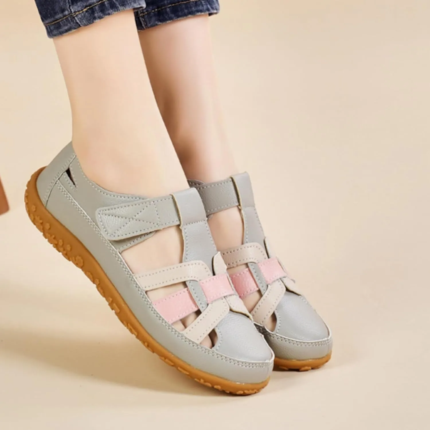 Canbebig Platform Sandals Women Leather Soft Bottom Fisherman Sandals Comfortable Breathable Outdoor Walking Shoes Summer Outdoor Beach Athletic Sandal