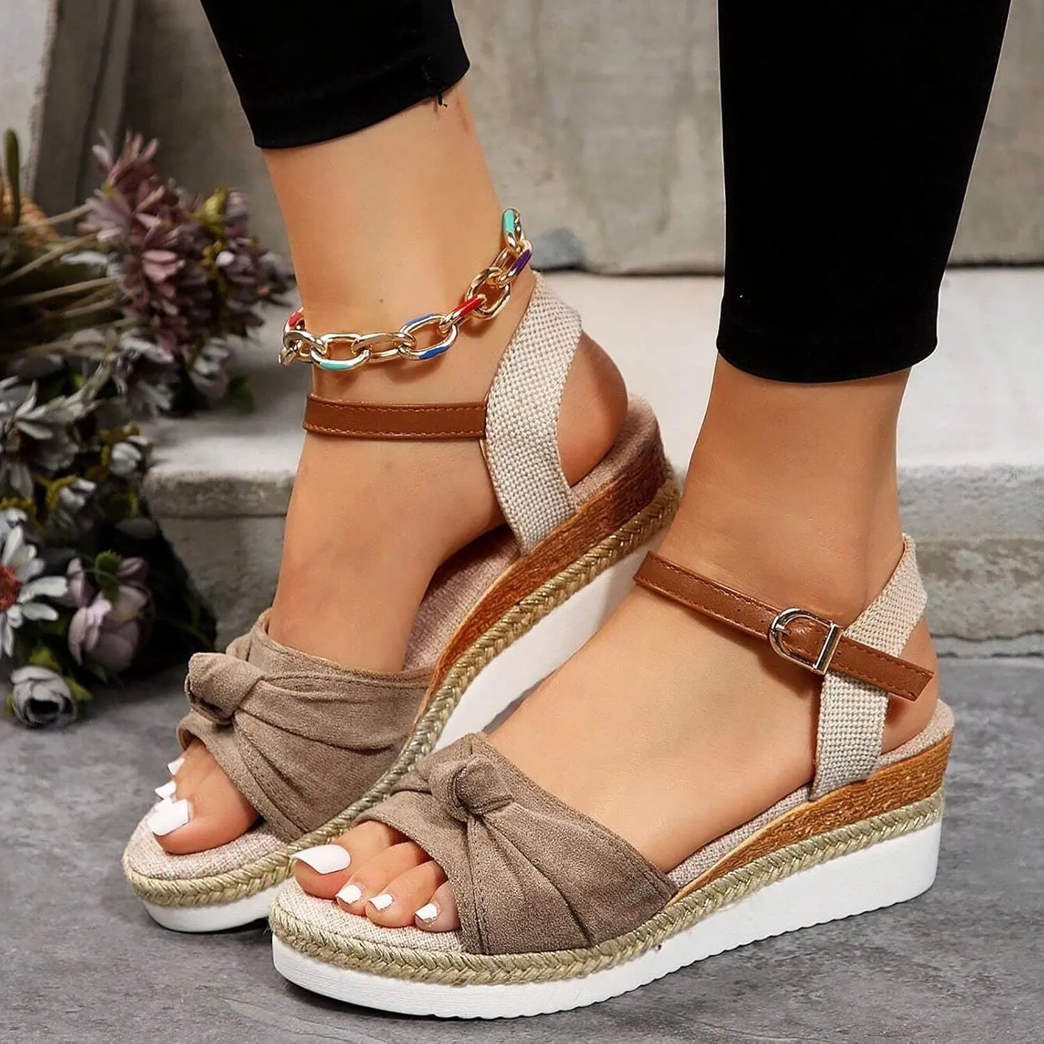 Cathalem Orthopedic Sandals for Women Casual Strappy Low Wedges Slip on Sandals Zipper Beach Sandals Dress Shoes