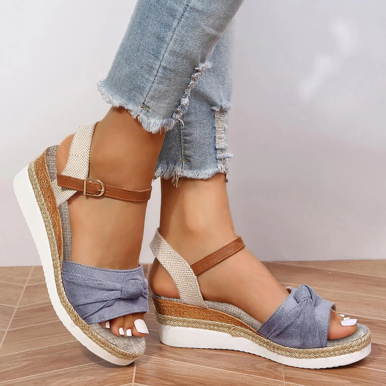 Cathalem Orthopedic Sandals for Women Casual Strappy Low Wedges Slip on Sandals Zipper Beach Sandals Dress Shoes