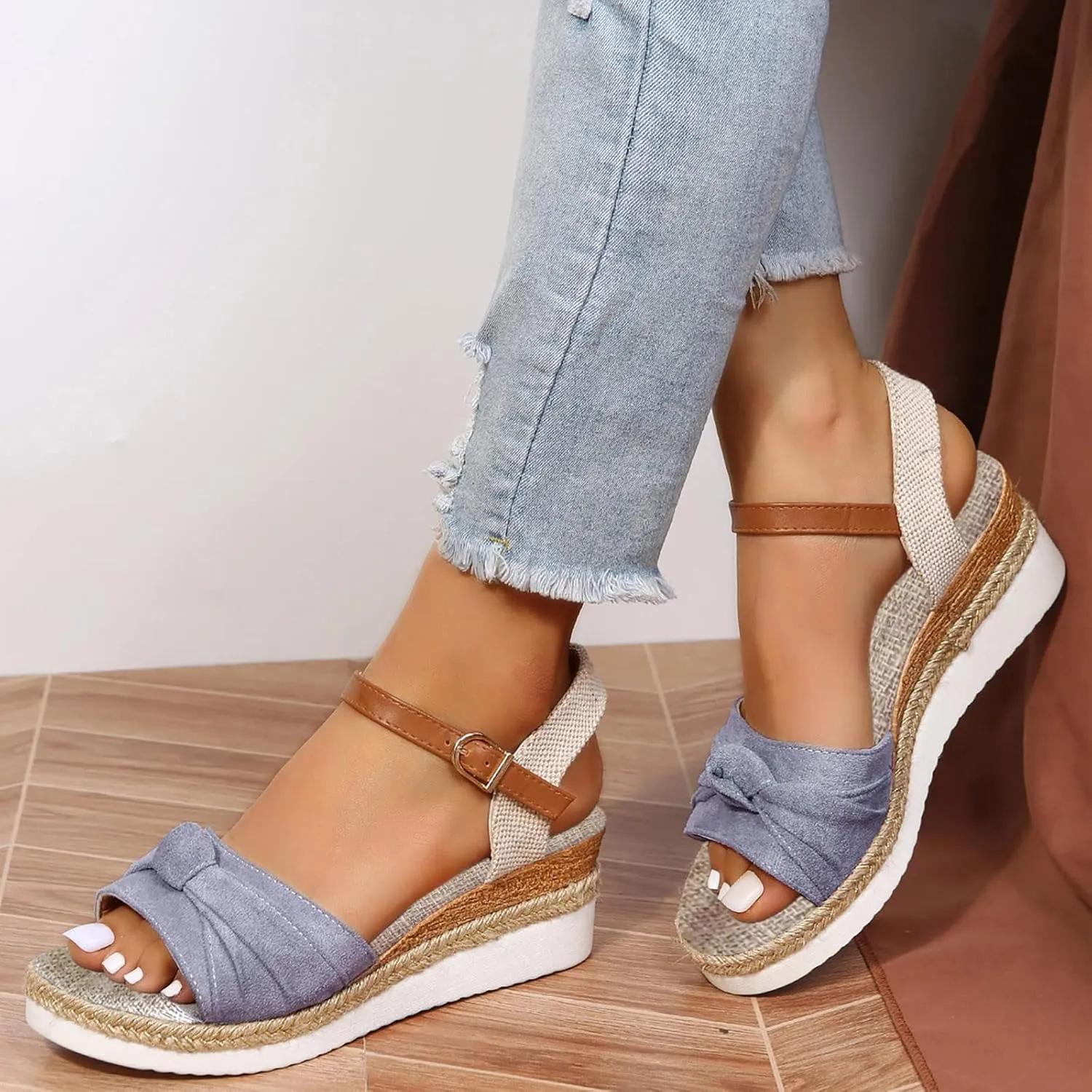 Cathalem Orthopedic Sandals for Women Casual Strappy Low Wedges Slip on Sandals Zipper Beach Sandals Dress Shoes