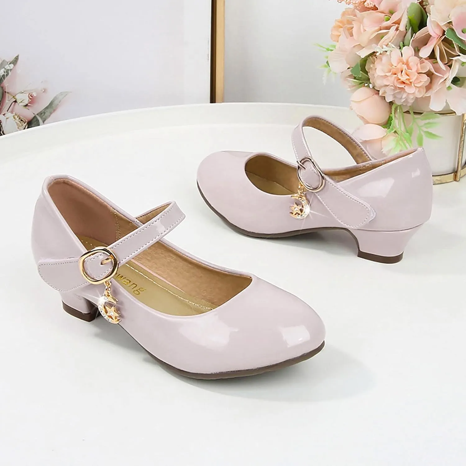 Childrens Girls Dress High Heels Shoes Casual Breathable Baby Kids Mary Jane Sandals Ankle Comfy Dance Non Slip Shoes