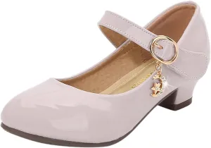 Childrens Girls Dress High Heels Shoes Casual Breathable Baby Kids Mary Jane Sandals Ankle Comfy Dance Non Slip Shoes