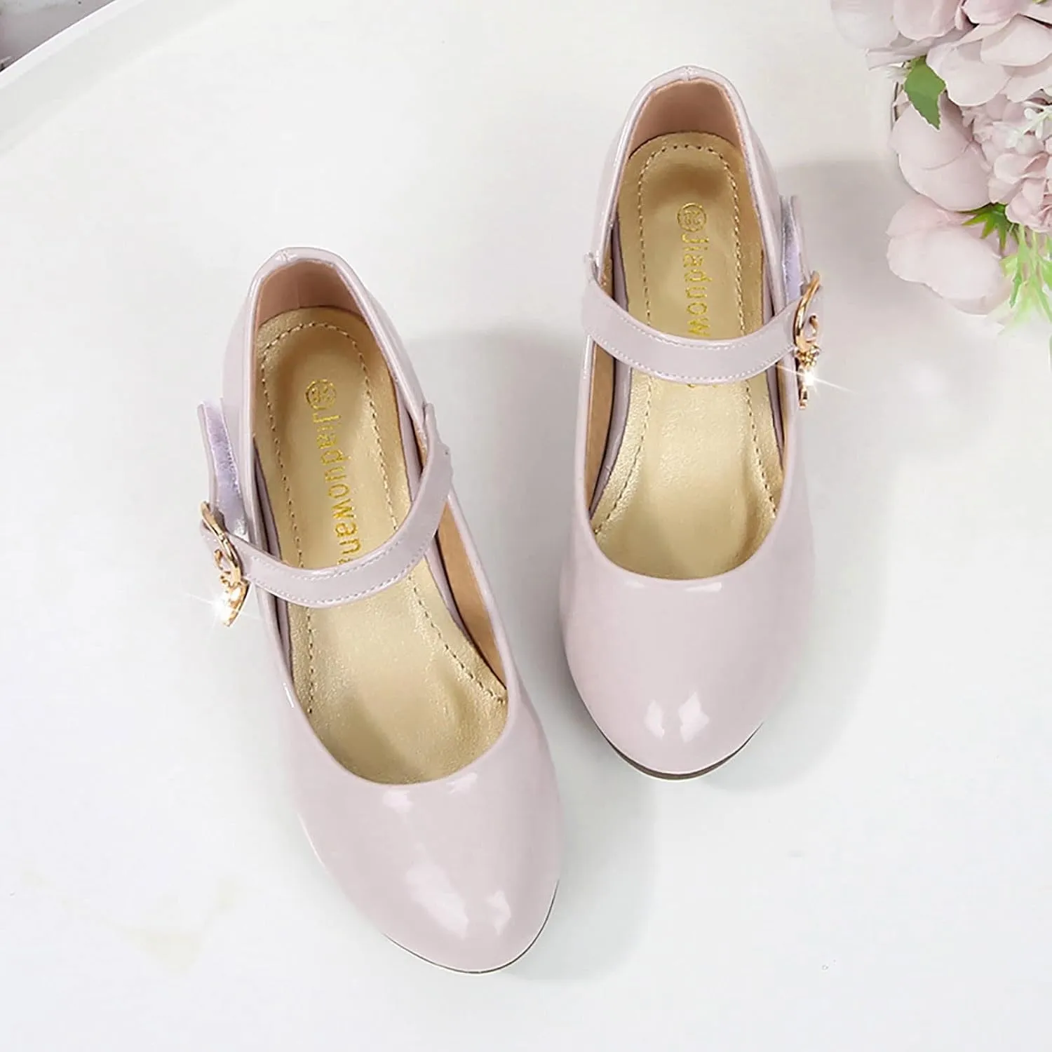 Childrens Girls Dress High Heels Shoes Casual Breathable Baby Kids Mary Jane Sandals Ankle Comfy Dance Non Slip Shoes