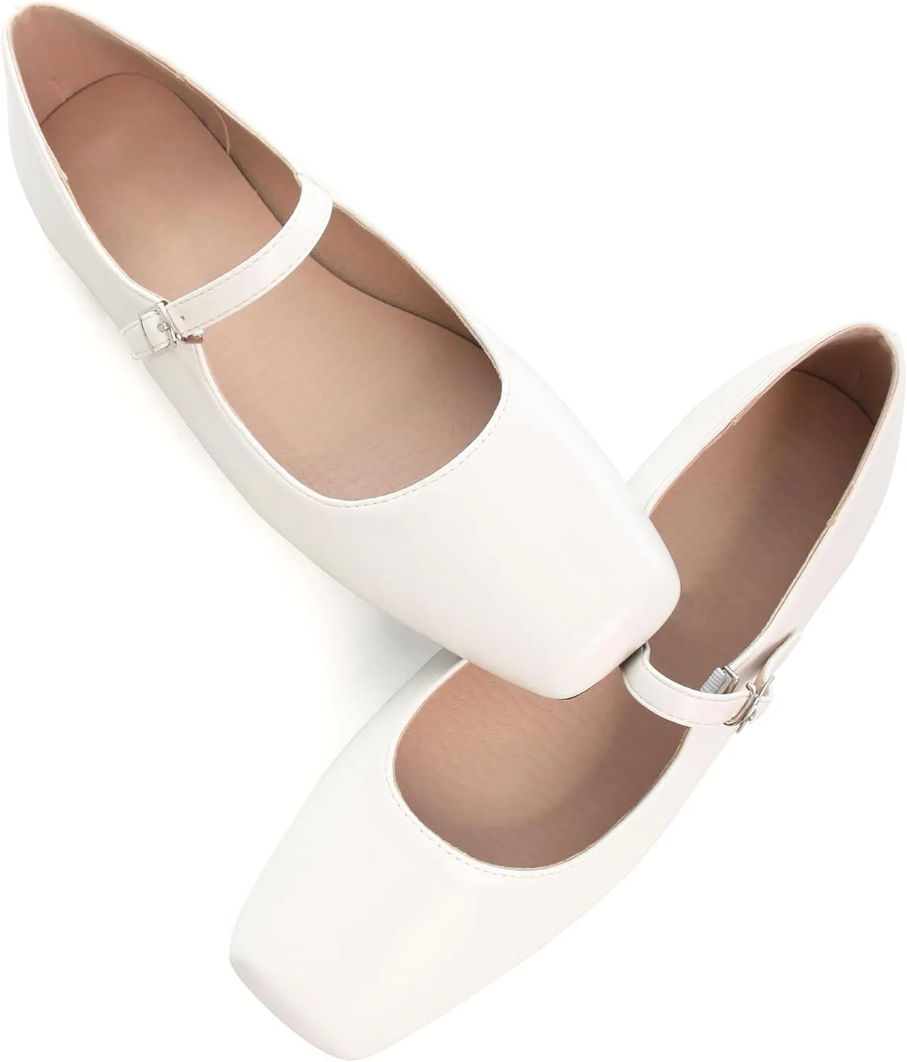 Dear Time Women's Vintage Mary Jane Shoes Ankle Strap Square Toe Flats Uniform Dress Shoes Ballet Flats
