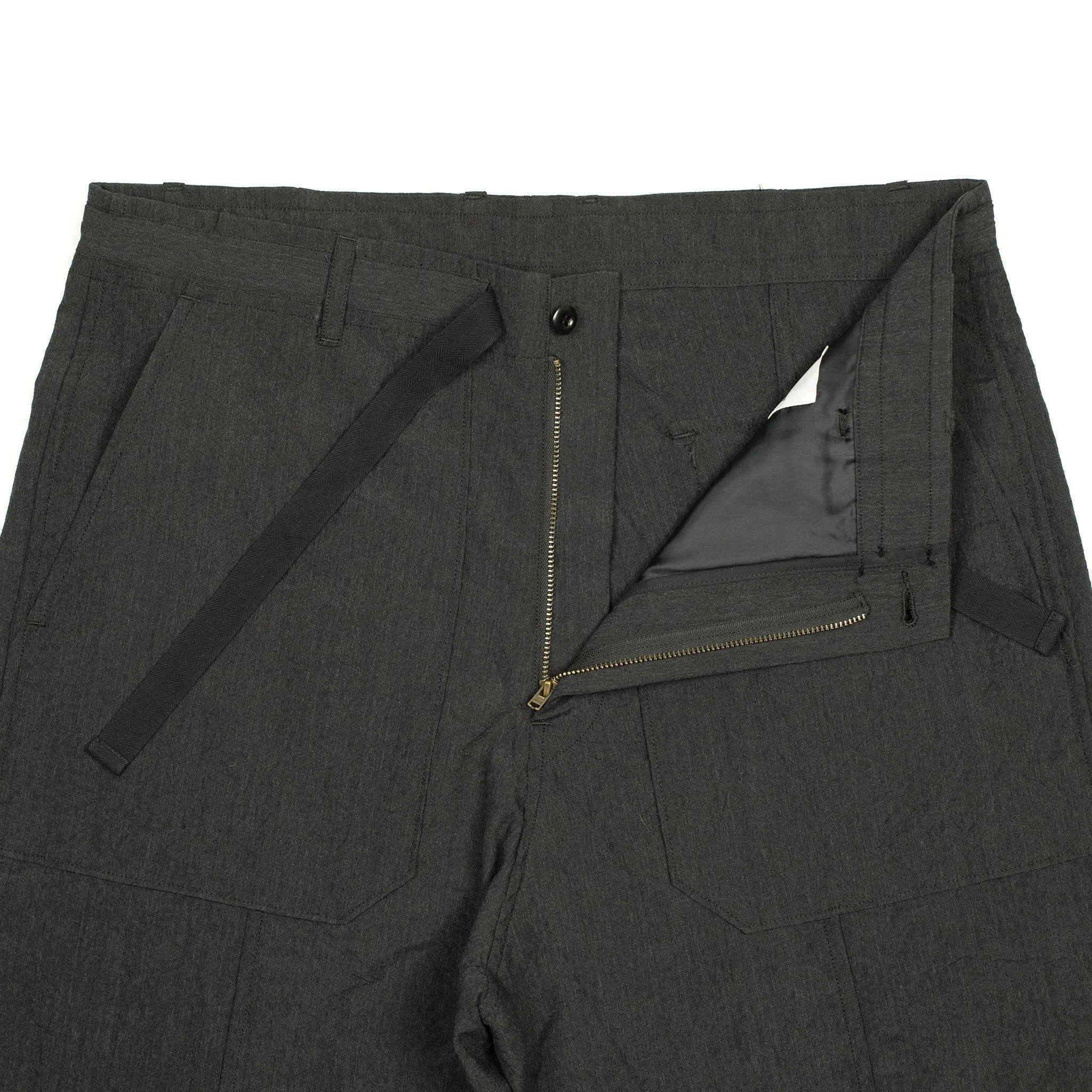 Drawstring baker pants in basalt tropical wool