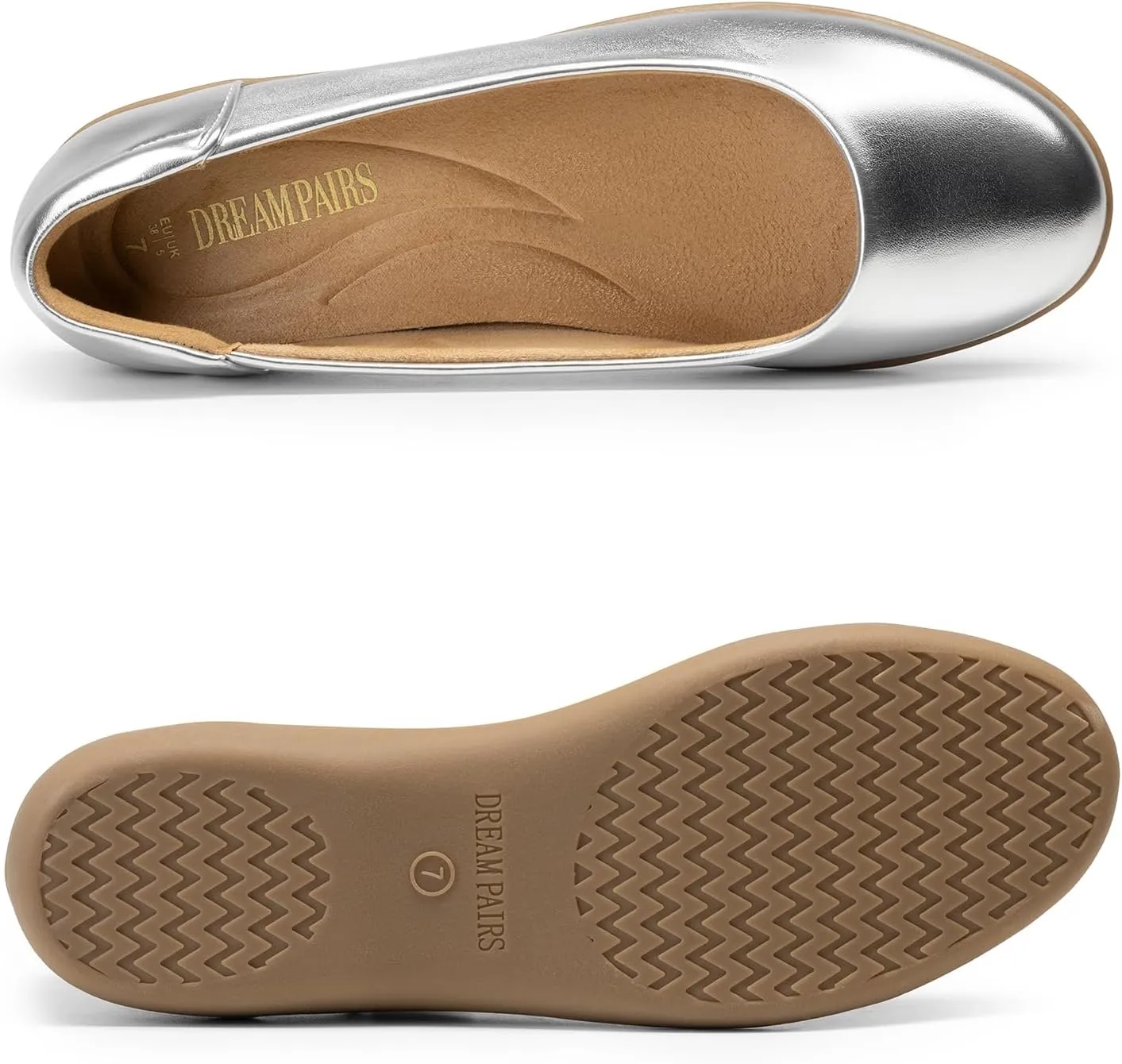 DREAM PAIRS Womens Comfortable Ballet Dressy Work Flats, Round Toe Slip on Office Shoes