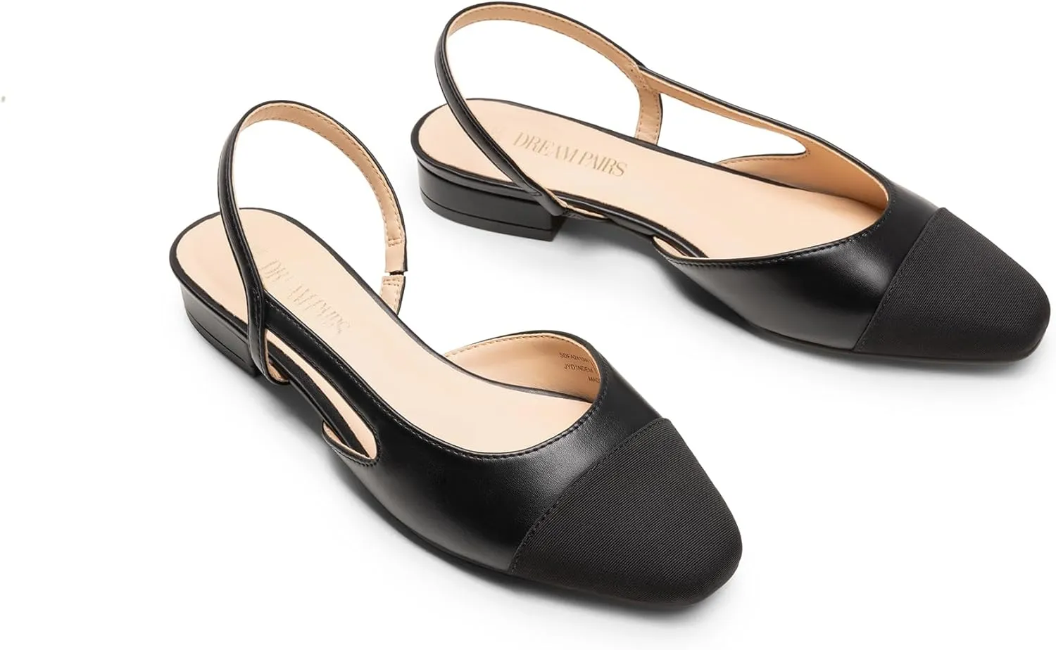 DREAM PAIRS Women's Slingback Flats, Square Toe Flats for Women Dressy Casual Work Office Party, Low Heel Dress Shoes for Women