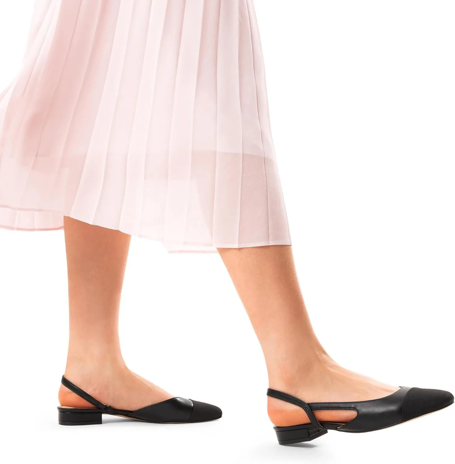 DREAM PAIRS Women's Slingback Flats, Square Toe Flats for Women Dressy Casual Work Office Party, Low Heel Dress Shoes for Women