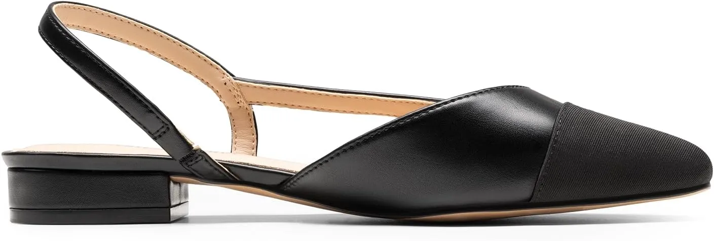 DREAM PAIRS Women's Slingback Flats, Square Toe Flats for Women Dressy Casual Work Office Party, Low Heel Dress Shoes for Women