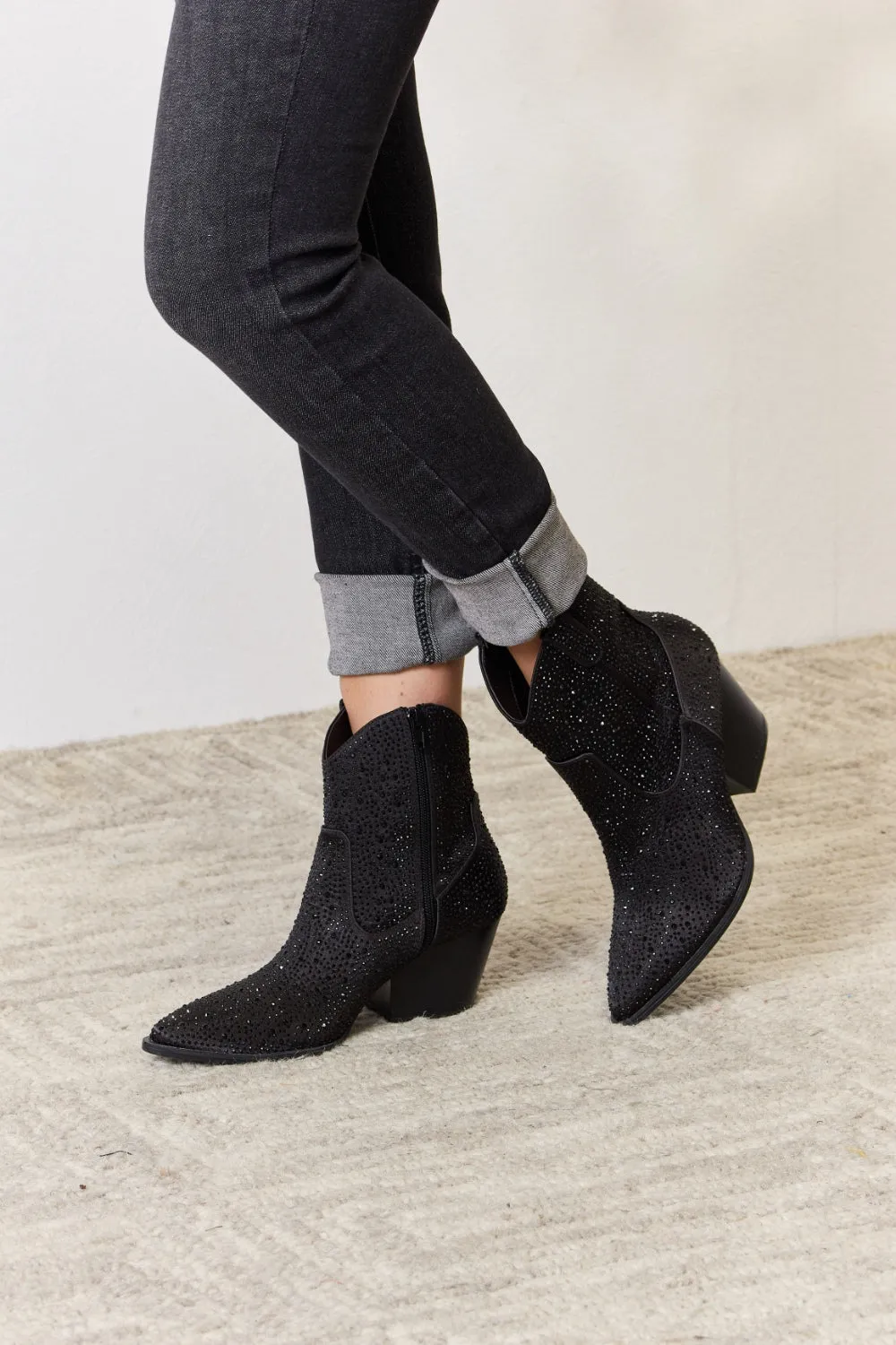 Evie Rhinestone Ankle Cowboy Boots