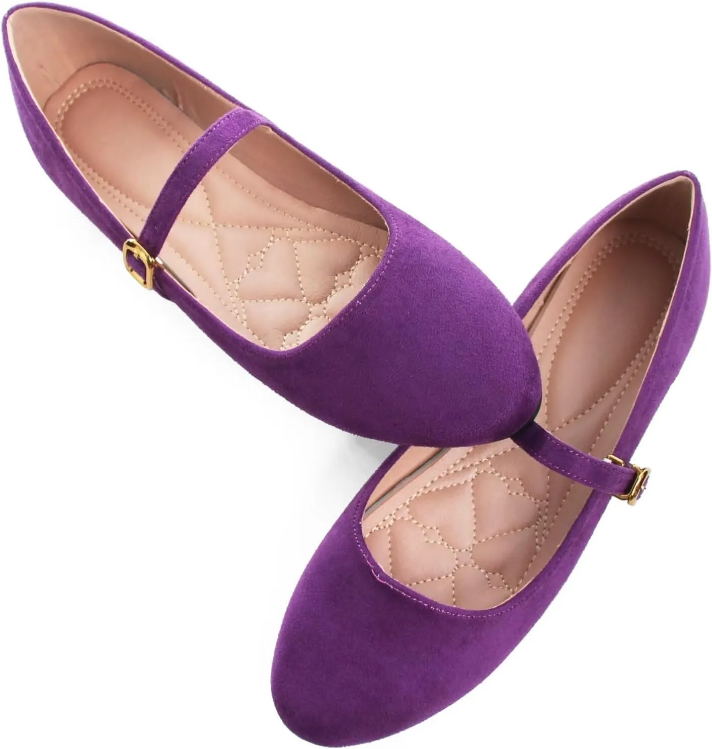 HuangTaiJi Qing Women's Fashion Mary Janes Shoes Ankle Buckle Round Toe Flats Shoes Comfort Walking Dressy Ballerina Flats