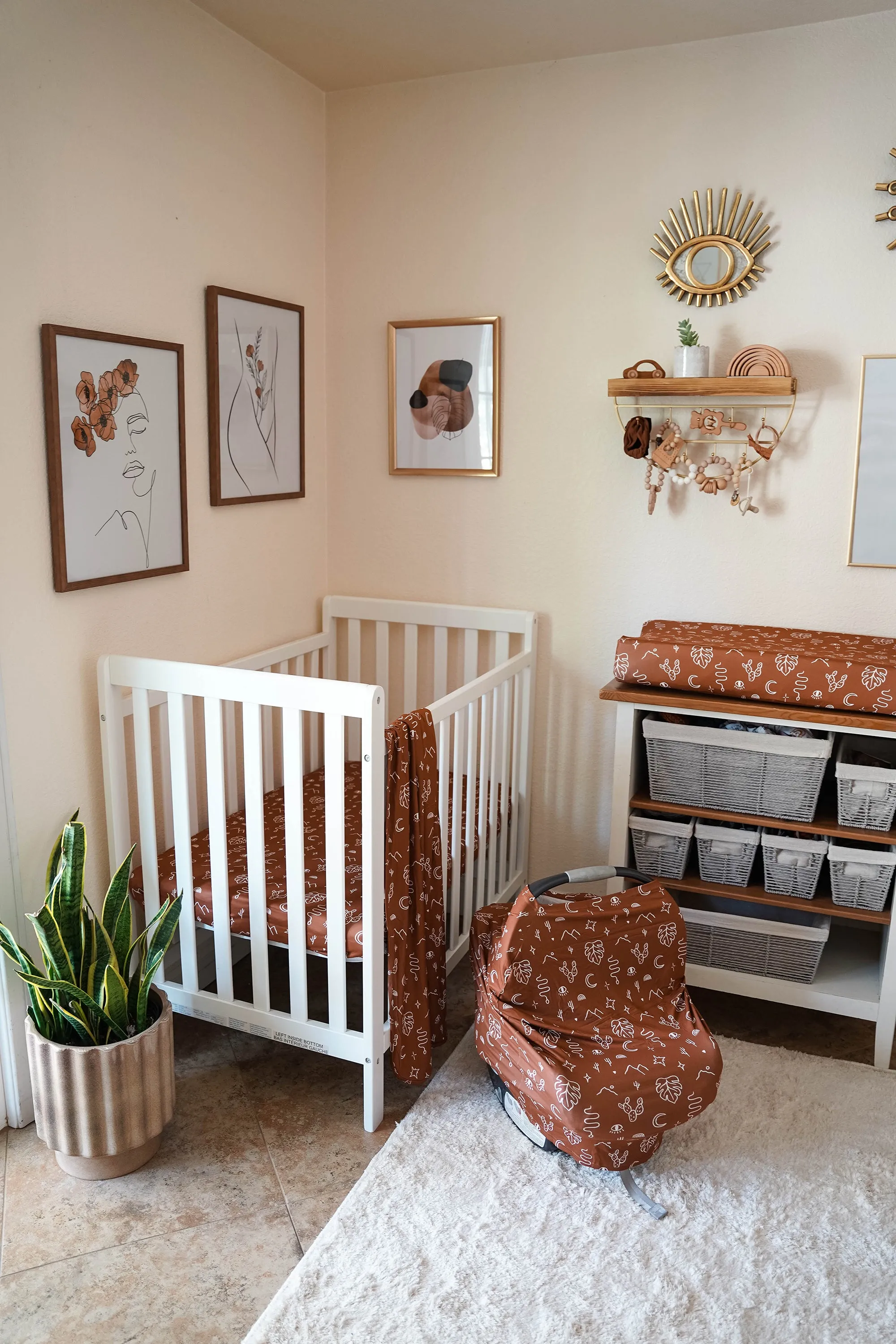 Knit Jersey Swaddle Baby Blanket | Rust Mojave Desert