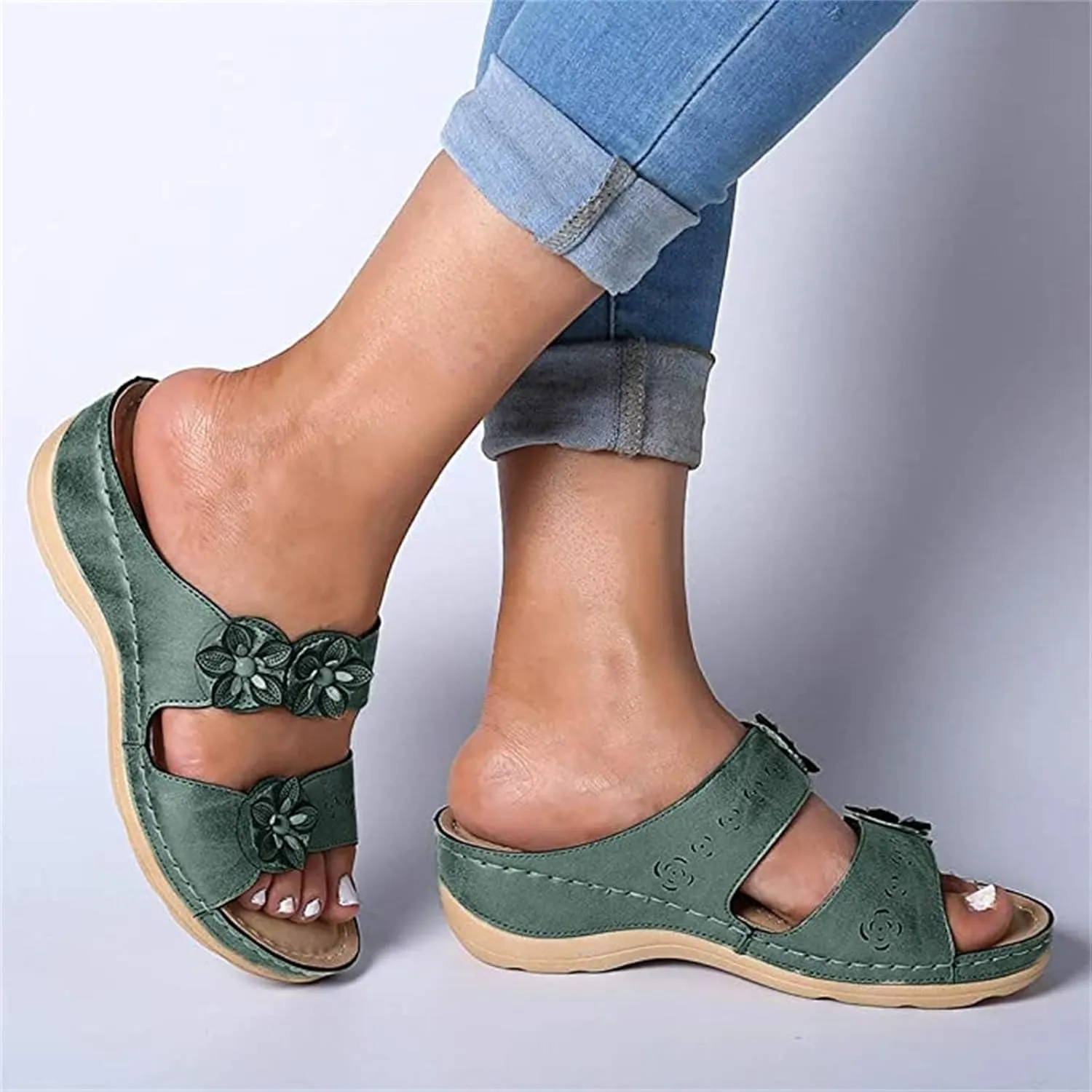 Ladmiple Orthopedic Sandals for Women Arch Support Open Toe Flip Flops Anti-Slip Platform Orthotic Sandal Walking Shoes