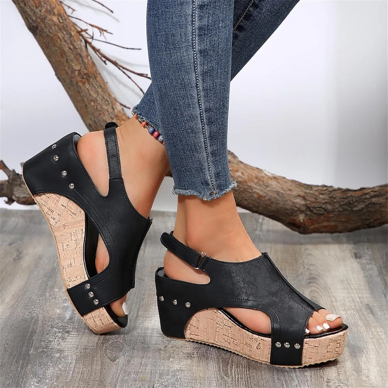 Ladmiple Platform Sandals Women Dressy Comfy Wedge Ankle Strap Open Toe Sandals Comfortable Slip on Casual Summer Dress Shoes