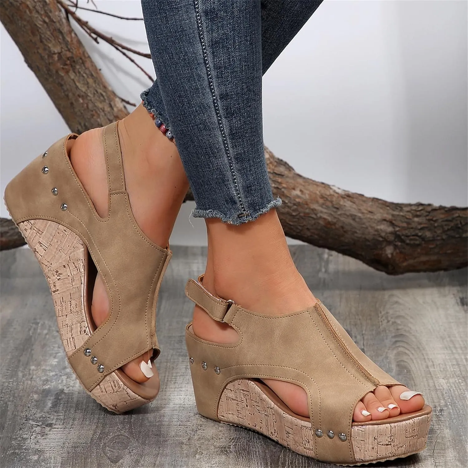 Ladmiple Platform Sandals Women Dressy Comfy Wedge Ankle Strap Open Toe Sandals Comfortable Slip on Casual Summer Dress Shoes