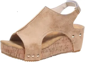 Ladmiple Platform Sandals Women Dressy Comfy Wedge Ankle Strap Open Toe Sandals Comfortable Slip on Casual Summer Dress Shoes