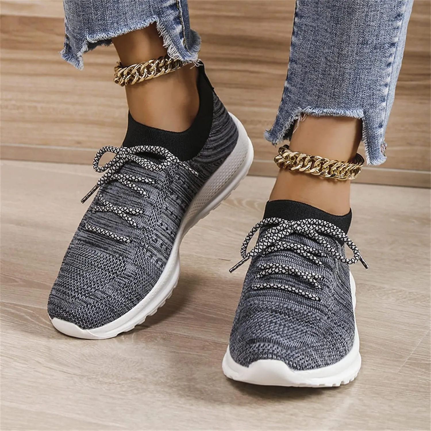 Ladmiple Running Shoes Womens Slip On Sneakers Walking Shoes Arch Support Tennis Workout Gym Fashion Athletic Shoes