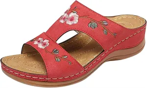 Ladmiple Sandals Women 2023 Fashion Floral Orthopedic Flip Flops with Arch Support Slippers Roman Casual Open Toe Shoes