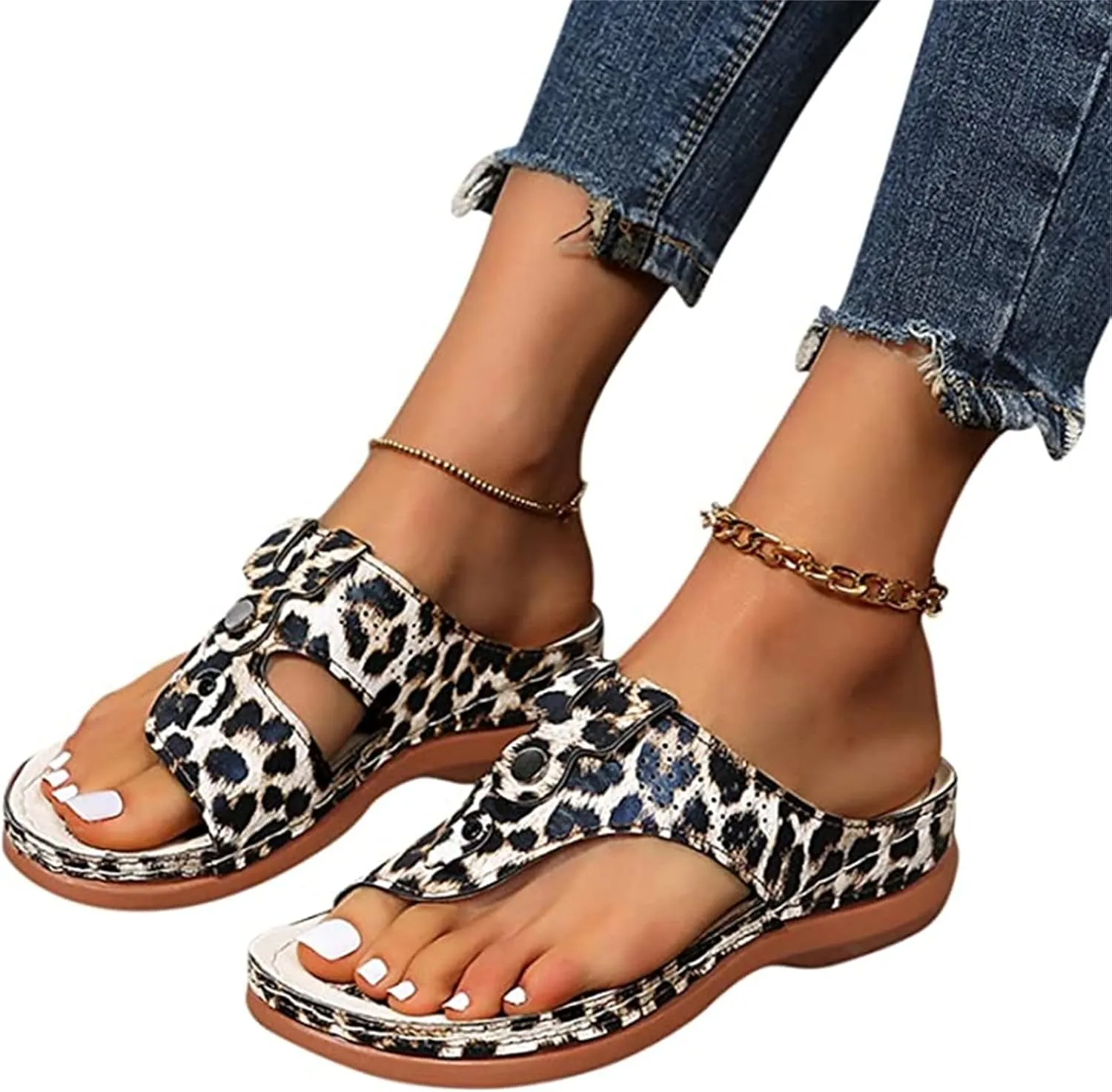 Ladmiple Sandals Women Fashion Flat Orthopedic Flip Flops Arch Support Soft Summer Dressy Comfortable Orthotic Slides 2024
