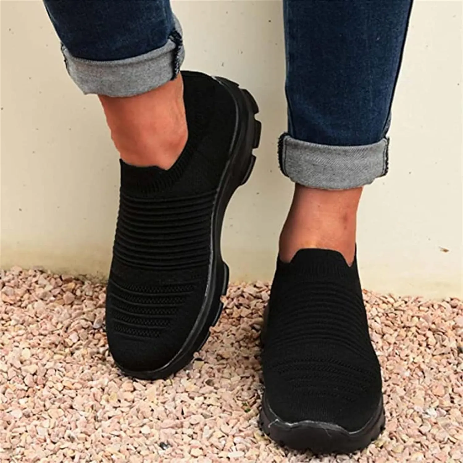 Ladmiple Shoes For Women Sneakers Trendy Slip On Running Shoes Non Slip Walking Shoes Gym Workout Tennis Fashion Sneakers