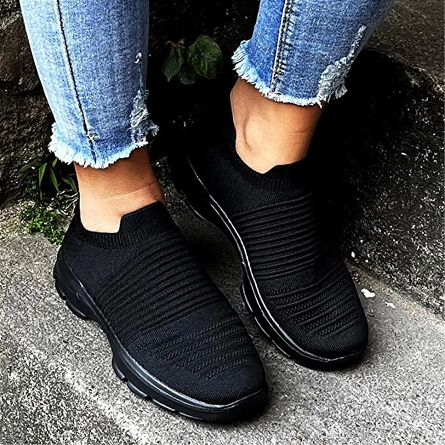 Ladmiple Shoes For Women Sneakers Trendy Slip On Running Shoes Non Slip Walking Shoes Gym Workout Tennis Fashion Sneakers
