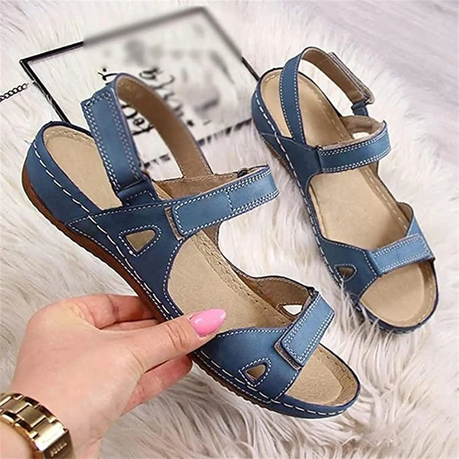 Ladmiple Summer Sandals for Women 2023 Wedge Flip Flops Breathable Ankle Strap Open Toe Dressy Comfy Orthopedic Sandals