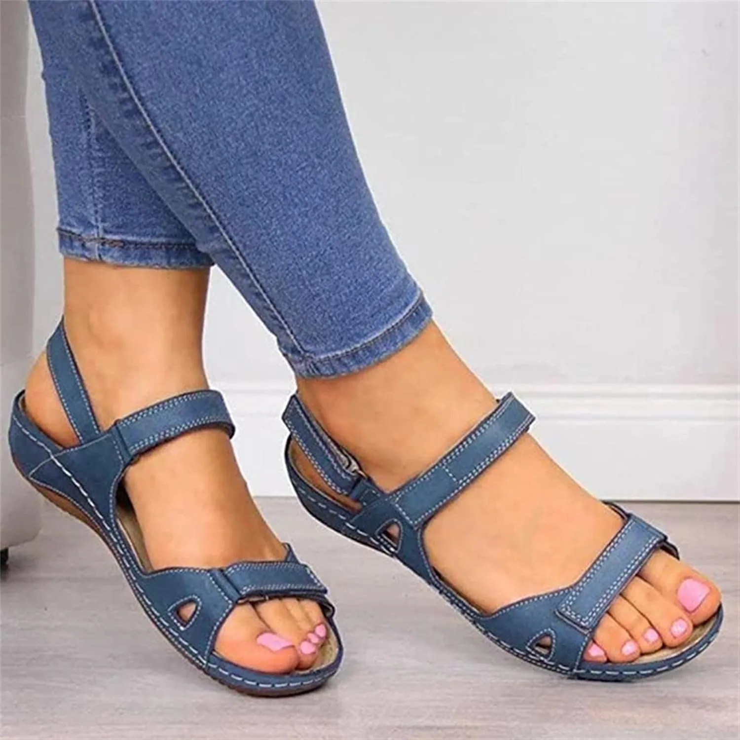 Ladmiple Summer Sandals for Women 2023 Wedge Flip Flops Breathable Ankle Strap Open Toe Dressy Comfy Orthopedic Sandals