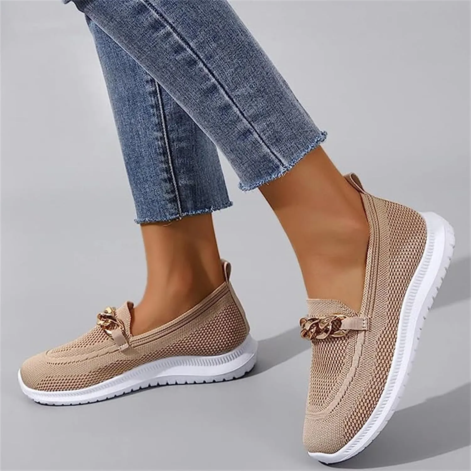 Ladmiple Walking Shoes Women Comfort Slip On Sneakers Breathable Lightweight Non Slip Mesh Gym Running Workout Shoes