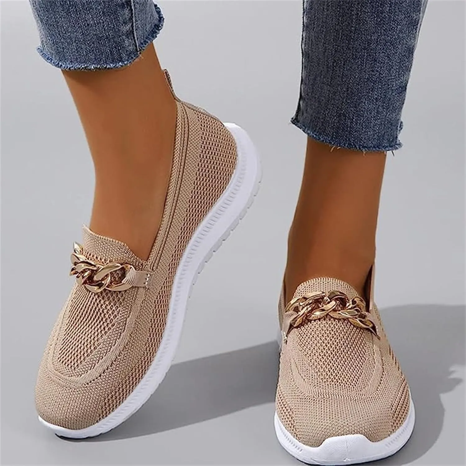 Ladmiple Walking Shoes Women Comfort Slip On Sneakers Breathable Lightweight Non Slip Mesh Gym Running Workout Shoes