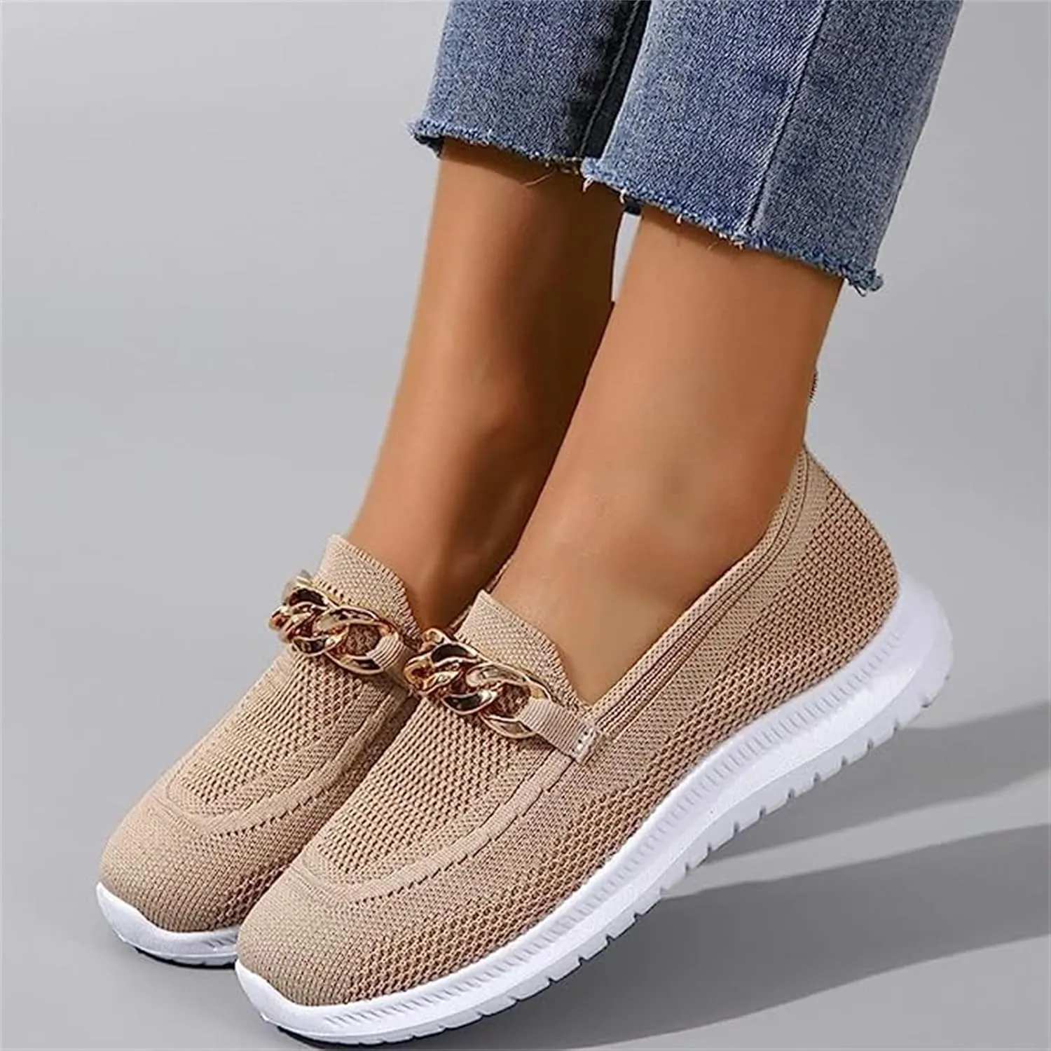 Ladmiple Walking Shoes Women Comfort Slip On Sneakers Breathable Lightweight Non Slip Mesh Gym Running Workout Shoes