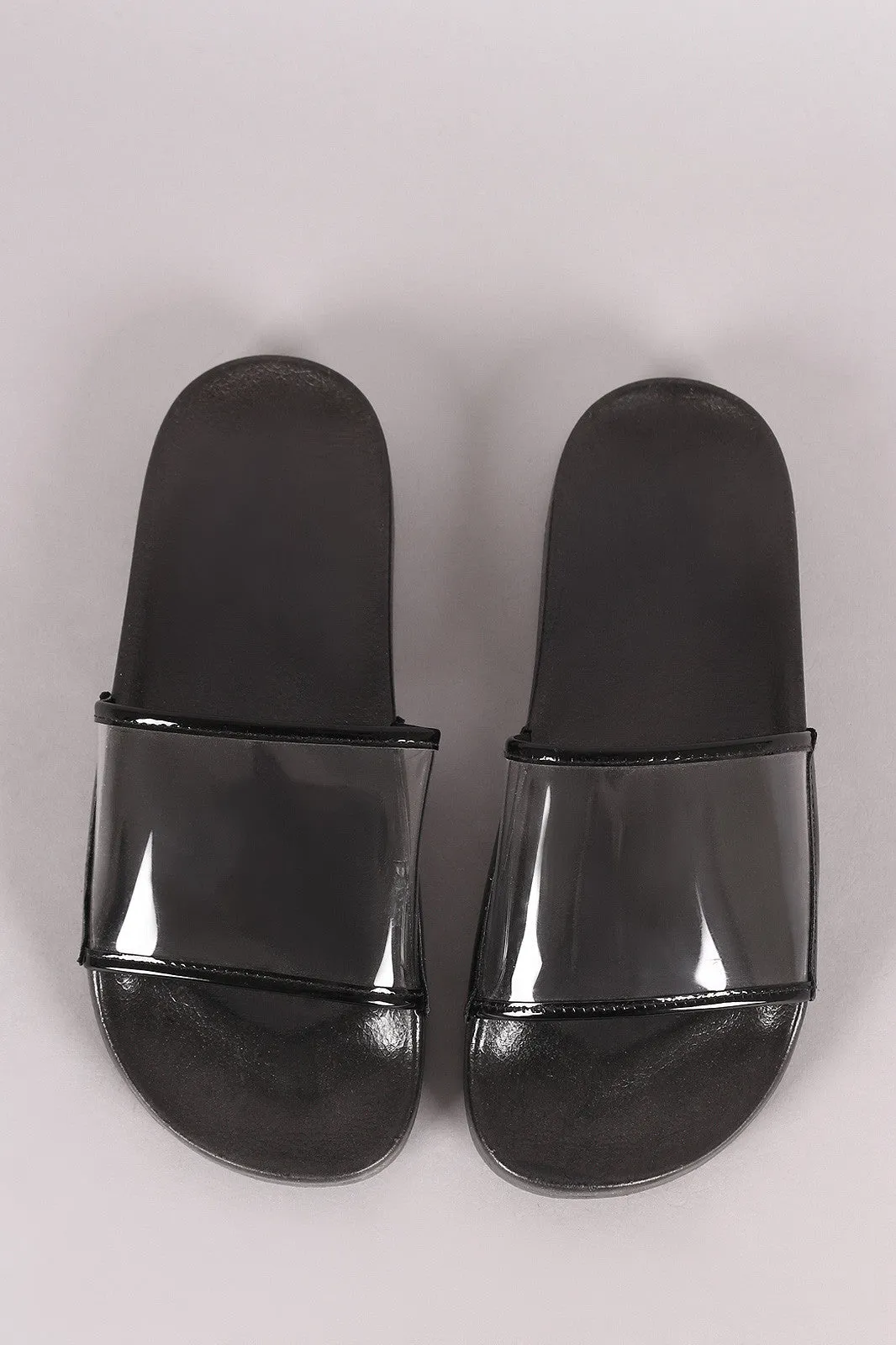 Lucite Band Open Toe Slide Sandal