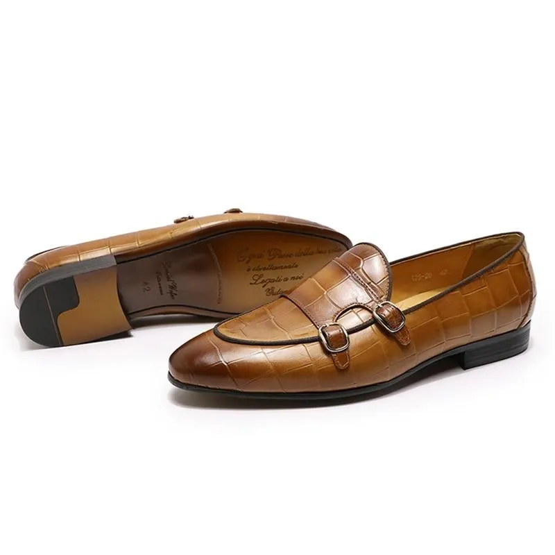 LuxeLeather Monk Strap Slip On Loafers