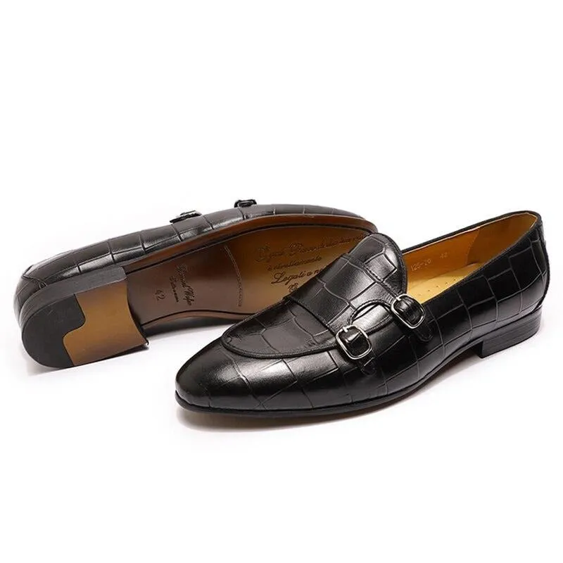 LuxeLeather Monk Strap Slip On Loafers