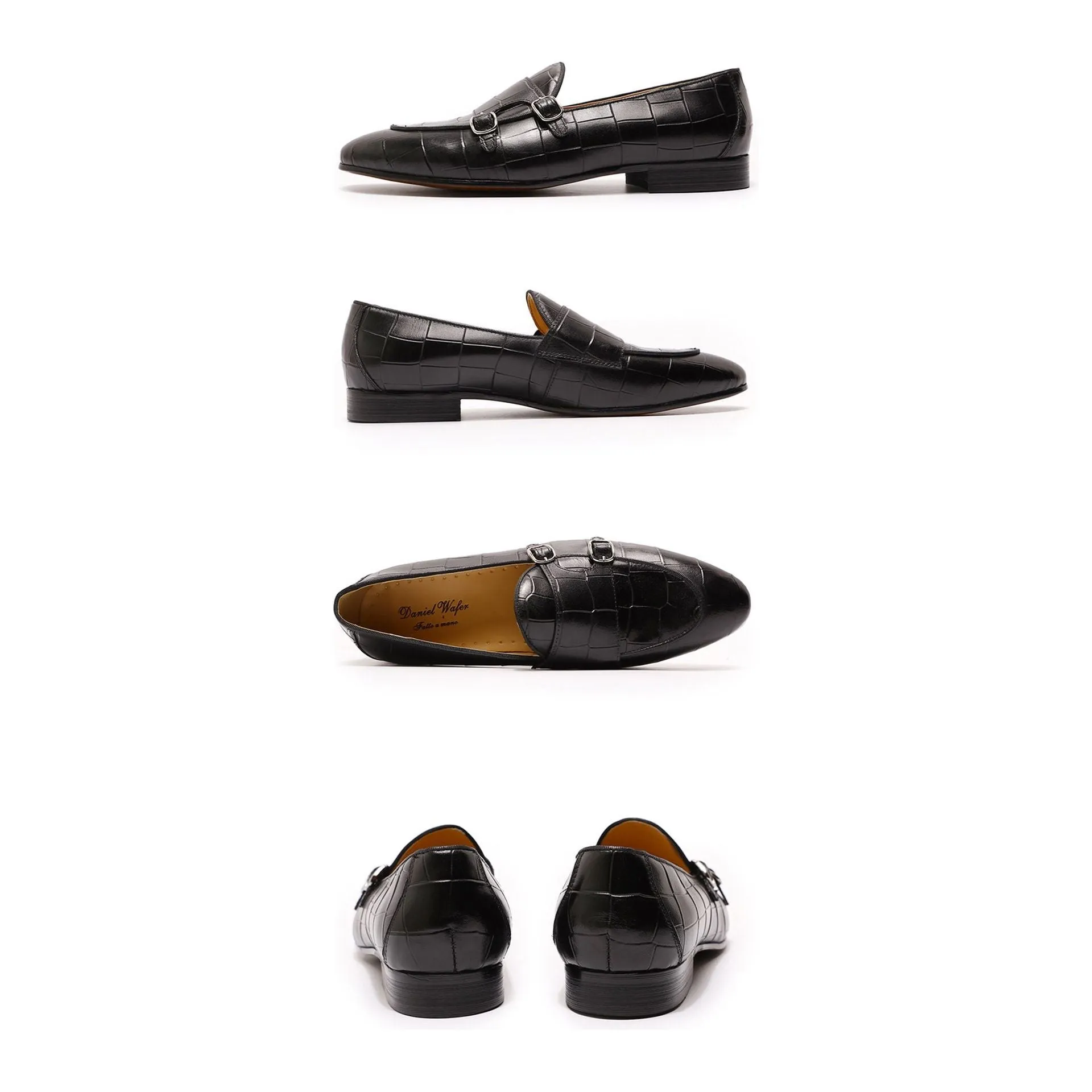 LuxeLeather Monk Strap Slip On Loafers